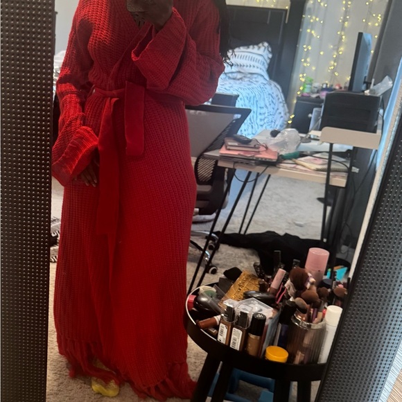 Hanifa Red Knit Maxi Cardigan - Picture 7 of 7